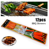12 Pcs BBQ Stick - Woden and Silver