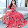 Women China Linen 3D Screen Print Dress (Red), Size: 36