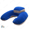 4 in 1 Double Part Inflatable Pillow with Eye Mask Ear plug & Pouch (Blue)
