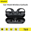 Awei T69 Air Conduction HiFi Stereo Wireless Earbuds Sports IPX6 Waterproof Ear-Hook with Microphone Earclip Design LED Display