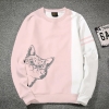Premium Quality Cat White & pink Color Cotton High Neck Full Sleeve Sweater for Men