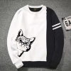 Premium Quality Cat White & Black Color Cotton High Neck Full Sleeve Sweater for Men
