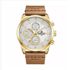 NAVIFORCE NF9148 Brown PU Leather Chronograph Watch For Men - Golden & Brown