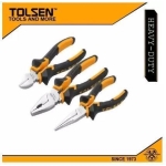 TOLSEN 3pcs Plier Set (Combination, Long Nose, Cutting Pliers) TPR Handle 10400