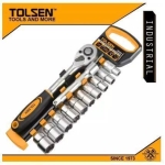 TOLSEN 12Pcs Quick Release Reversible Ratchet Handle w/ Socket Set (1/2" Drive) Industrial Series 15152