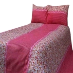 Cotton King Size Bed Sheet with Pillow Covers-Deep Pink