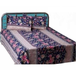 Navy Blue Floral Bed Sheet with Pillow Covers