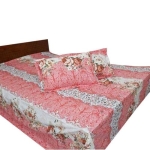 Cotton King Size Bed Sheet with Pillow Covers-Peach