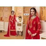 Unstitched Red Georgette Salwar Kameez for Women