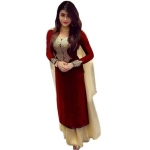 Unstitched Maroon Georgette Salwar Kameez for Women