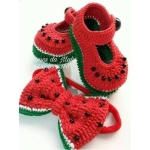 Watermelon Baby Shoes & Hair Band (0-6 months)