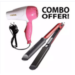 Combo of Professional Hair Straightener KM-531 and Nova Professional Foldable Hair Dryer NV-1290.