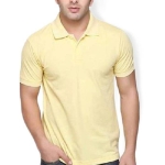 Light Yellow Cotton Casual Polo For Men