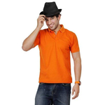 Orange Cotton Casual Polo For Men