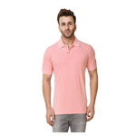 Pink Cotton Casual Polo For Men