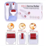 4 in 1 Facial Skin Care Derma Roller Set 0.5mm 1.0mm 1.5mm Titanium Micro Needles Count for Eye Face Body With Travel Case