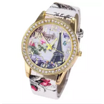 Fashion Vintage Paris Eiffel Tower Leather Quartz Watch Women Casual Crystal Wristwatch