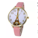 Paris Eiffel Tower Women Faux Leather Analog Quartz Wrist Watch