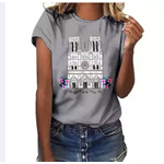 Women Notre Dame de Paris Print T-Shirt Short Sleeve T Shirt Blouse Tops