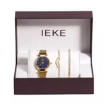 IEKE K201 Golden Mesh Stainless Steel Analog Watch For Women - Navy Blue & Golden