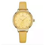 NAVIFORCE NF5003 Yellow PU Leather Sub-Dials Chronograph Watch For Women - Yellow & Golden