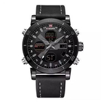 NAVIFORCE NF9132 Black PU Leather Wrist Watch for Men - Black