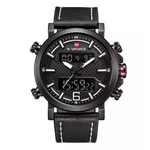 NAVIFORCE NF9135 Black PU Leather Wrist Watch for Men - White