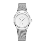 NAVIFORCE NF5004 Silver Mesh Stainless Steel Analog Watch For Women - White & Silver