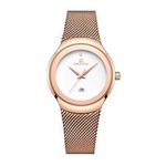 NAVIFORCE NF5004 RoseGold Mesh Stainless Steel Analog Watch For Women - White & RoseGold