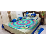 Cotton Fabric Multicolor Print Double King Size Bedsheet Set