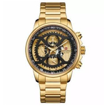 NAVIFORCE NF9150 Golden Stainless Steel Chronograph Watch For Men - Black & Golden
