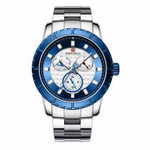 NAVIFORCE NF9145 Silver Stainless Steel Chronograph Watch For Men - Blue & Silver