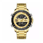 NAVIFORCE NF9146 Golden Stainless Steel Dual Time Wrist Watch For Men