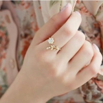 Gold Plated Wishful Flower Leaves & Branches Finger Ring