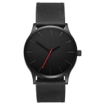 Black Leather Fashion Wrist Watch for Men