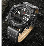 NAVIFORCE NF9095 - Black Leather Men's Wrist Watch