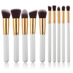 Kabuki Professional Makeup Brush Set of 10 - White Gold