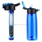 Protable Water Bottle with Integrated Filter Straw