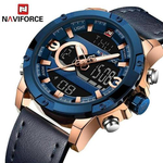 Naviforce 9097 blue Leather Wrist Watches