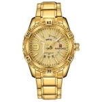 Naviforce nf9117 - Golden Stainless Steel Analog Watch