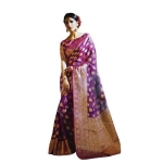 Indian Tussar Silk Saree For Women - Dark Purple