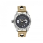 Fastrack Leather Analog Watch for Men  Olive