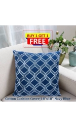 Decorative Cotton Cushion Cover- Navy Blue (18"x18") Buy 1 Get 1 Free