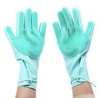 Silicone Dish Washing Kitchen Hand Gloves-Sea Green
