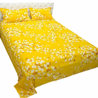 Cotton King Size Bed Sheet with Pillow Covers-Yellow