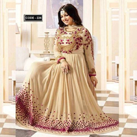 Unstiched Off White Georgette Gown For Women