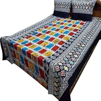 Batik Print King Size Bed Sheet-Multicolor