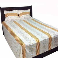 Yellow & Cream Printed King Size Bed Sheet