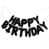 Happy Birthday Foil Banner - 13Pcs Full Set- Black Color