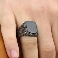 Silver 925 Ottoman Tugra Ring-Black